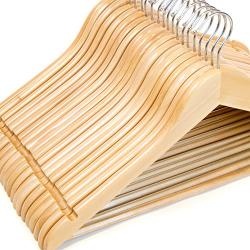 Clutter Mate Wood Clothes Hangers Natural Wooden Coat Hanger 20-Pack