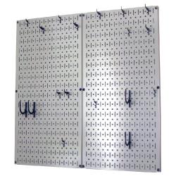 Wall Control Kitchen Pegboard Organizer Pots and Pans Pegboard Pack Storage and Organization Kit with Grey Pegboard and Black Accessories