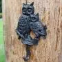 Sungmor Cast Iron Coat Hook Hanger - Cool Solid Owl with Single Hook - Rustic Style Wrought Iron Decorative Wall Hook Rack for Keys Clothes Hats Towels