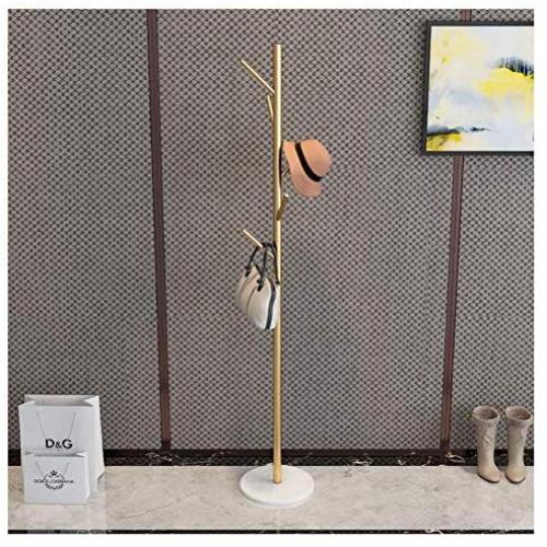 Coat Hangers Coat Stand Marble Metal Hanger Floor Coat Rack Clothes Rack Hat Coat Rack Modern Hanger Bedroom Living Room Simple Clothes Shelf Hanger Bedroom Drying Rack -0223 (Color : White)
