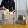 REVOLUMINI Decorative Wood Crates,Set of 4 Rectangle Storage Boxes, Nesting Storage Crates with Handles (Grey) REVOLUMINI Decorative Wood Crates,Set of 4 Rectangle Storage Boxes, Nesting Storage Crates with Handles (Grey)