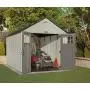 Suncast 13 x 8 Tremont Storage Shed - Natural Wood-Like Outdoor Storage for Power Equipment and Yard Tools - All-Weather Resin Material, Skylights and Shingle Style Roof