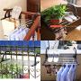 ZZQ Shoe Rack, Folding Laundry Towel Drying Rack Balcony Windowsill Fence Guardrail Corridor, Stainless Steel Retractable Clothes Hanging Racks with Clips for Drying Socks