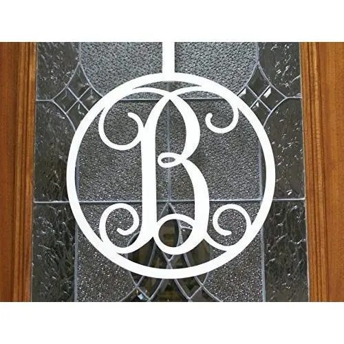 Fancy Script Metal Initial Door or Wall Sign - Optional Door Hanger - Monogram