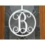 Fancy Script Metal Initial Door or Wall Sign - Optional Door Hanger - Monogram