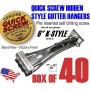 Quick Screw 6" inch Aluminum Hidden Rain Gutter Bracket Hook Clip Style Hangers with pre Inserted 3" Long ?" hex Head self Drilling Screw (40 Per Package)