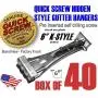 Quick Screw 6" inch Aluminum Hidden Rain Gutter Bracket Hook Clip Style Hangers with pre Inserted 3" Long ?" hex Head self Drilling Screw (40 Per Package) Quick Screw 6" inch Aluminum Hidden Rain Gutter Bracket Hook Clip Style Hangers with pre Inserted 3" Long ?" hex Head self Drilling Screw (40 Per Package)