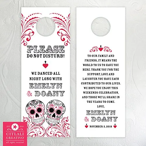 Do Not Disturb Wedding Door Hangers Destination Wedding Door Hangers (set of 10) Sugar Skull Swirls