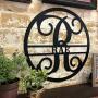 Wedding Photo Frame - Personalized Circle Vine Family Name & Initial Metal Sign - Metal Monogram Sign - Housewarming Gift - Wedding Gift - Door Hanger