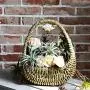 Simple Portable Straw Woven Flower Arrangement Flower Basket Rattan Handmade Flower Pot Creative Succulent Flower Pot Hanger for Mothers Day