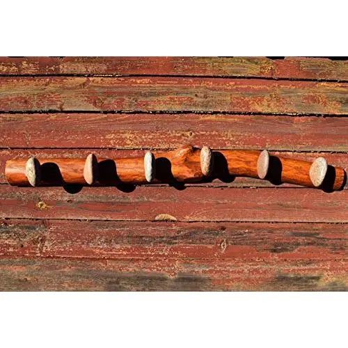 6 Stone Hooks on Oak wood - Hanger - Coat Rack with Beach STONES - Hardwood Handcrafted Wall mounted solid oak towel rack with natural Beach Stones - medal hanger - towel holder