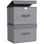 HOKEMP Large Storage Bins with Lids [2-Pack] - Linen Fabric Foldable Storage Boxes Baskets for Home, Office, Nursery, Closet