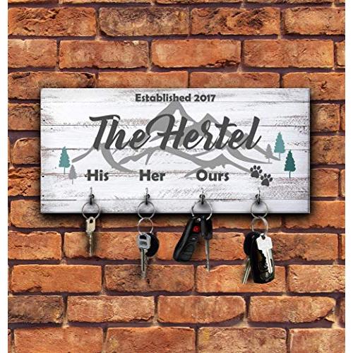 Wooden Key Hanger for Wall, Personalized Wedding Gift for Home, Decorative Family Key Holder, Housewarming Present, New Home Decor, Custom Wall Key Rack