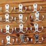 Rustic Coat Hooks Double Prong Wall Mounted 12 Packs with 28 Screws 20 LB Utility Hooks Heavy Duty Towel Hooks Retro Double Hooks for Coat, Scarf, Bag, Towel, Key, Cap, Cup (5# Silver 12 Pack)
