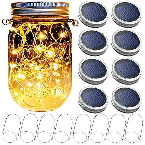 Mason Jar Solar Lantern Lights, 8 Pack 30 LED Bulbs Fairy Star Firefly Solar Lids Jar Lights,8 Hangers Included(No Jars),for Patio Garden Mason Jar Lanterns Table Wedding Decorations Lights Mason Jar Solar Lantern Lights, 8 Pack 30 LED Bulbs Fairy Star Firefly Solar Lids Jar Lights,8 Hangers Included(No Jars),for Patio Garden Mason Jar Lanterns Table Wedding Decorations Lights