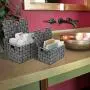 Sorbus Storage Boxes Woven Basket Bin Container Tote Cube Organizer Set Stackable Storage Basket Woven Strap Shelf Organizer Built-in Carry Handles (Lid Bins - 3 Pack, Gray Pattern)