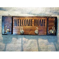 Rustic Wall Mounted Coat rack, Key holder, Dog Leash Holder | Handmade coat hanger made of worn out wood | Personalized gift