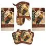 Farm Rooster Kitchen Decor Linen Set Includes 2 Dish Towel 2 Pot Holders 1 Oven Mitt | Kitchen Towel Set For Cooking, Baking, Housewarming and Kitchen Decoration (Set of 5 Piece)
