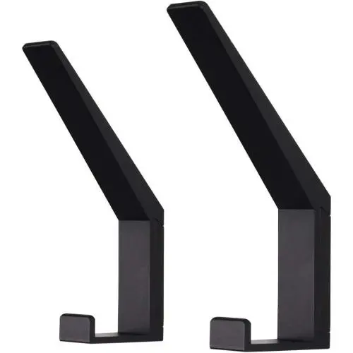 Coat Hooks Wall Mounted Towel Holder Heavy Duty Aluminum Double Robe Hanger for Bathroom Kitchen Office Farmhouse 2 Pack Anodized (Black)