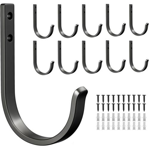 10-Pack Wall Hooks for Hanging Towel/Coat - 22LB Screw in Metal Hanger Wall Mount, for Outdoor, Closet, Door, Bathrooms, for Backpack, Robe, Black 10-Pack Wall Hooks for Hanging Towel/Coat - 22LB Screw in Metal Hanger Wall Mount, for Outdoor, Closet, Door, Bathrooms, for Backpack, Robe, Black