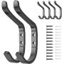 6 Pack Wall Hook for Hanging - 30 LB Wall Mount Hanger for Coat, Towel, Backpack, Clothes, Hat, Purse, Metal Black