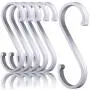 Aluminum S Hooks, Versatility S-Hooks Coffee Cup Hooks for Hanging Coffee Mugs, Kitchen Pot and Pans, Grill Utensils, Plants, 12 Pack Matte Finish Silver