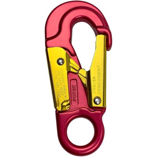 Forged Aluminum Snaphook - Double Action Self Locking Gate, Captive Eye 27 kN - Red-Snaphook- Aluminum Snap Hook Hardware