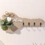 [Modern Key Rack] Stylish Modern 1pc Wooden Key Rack Wall Decor with Heart Accent & 4 Hooks - Home Decoration for Kitchen, Living Room, Bedroom, Cute Room Decor