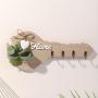 [Modern Key Rack] Stylish Modern 1pc Wooden Key Rack Wall Decor with Heart Accent & 4 Hooks - Home Decoration for Kitchen, Living Room, Bedroom, Cute Room Decor