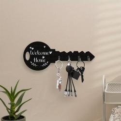 [Vintage Wooden Key Hook] Welcome Home 1pc Vintage Wooden Key Shape Key Hook - Wall Decoration Hook for Farmhouse Country Home, Halloween, Thanksgiving, Christmas