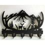 [Deer Wooden Key Holder] 1Pc Deer Wooden Key Holder - 5 Metal Hooks, 19 * 29 * 3cm Black Home Decoration - Animal Theme Wall Mount Organizer for Storage, Living Room, Hallway, Office