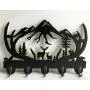 [Deer Wooden Key Holder] 1Pc Deer Wooden Key Holder - 5 Metal Hooks, 19 * 29 * 3cm Black Home Decoration - Animal Theme Wall Mount Organizer for Storage, Living Room, Hallway, Office