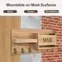 Rustic Brown Wooden 1pc Wall-Mounted Storage Organizer - Key Hooks and Decorative Floating Shelf for Entryway, Bedroom, Bathroom, and Living Room - Wheat Color