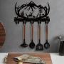 [Deer Wooden Key Holder] 1Pc Deer Wooden Key Holder - 5 Metal Hooks, 19 * 29 * 3cm Black Home Decoration - Animal Theme Wall Mount Organizer for Storage, Living Room, Hallway, Office