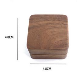 Black Walnut Wooden Engagement Ring Bearer Box, Solid Wood Square Double Rings Boxes for Wedding Ceremony Rings Storage