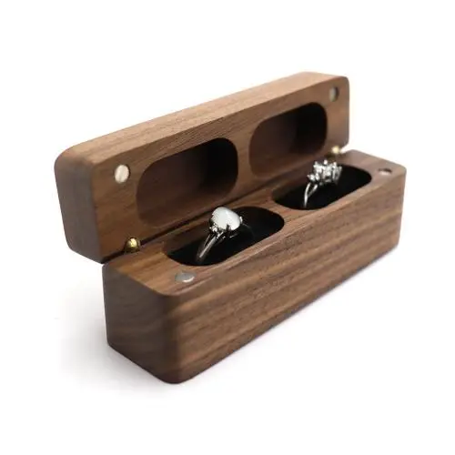 New rectangular pair ring boxes magnetic suction ring jewelry boxes jewelry small earrings earrings jewelry storage boxes black walnut New rectangular pair ring boxes magnetic suction ring jewelry boxes jewelry small earrings earrings jewelry storage boxes black walnut