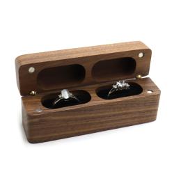 New rectangular pair ring boxes magnetic suction ring jewelry boxes jewelry small earrings earrings jewelry storage boxes black walnut