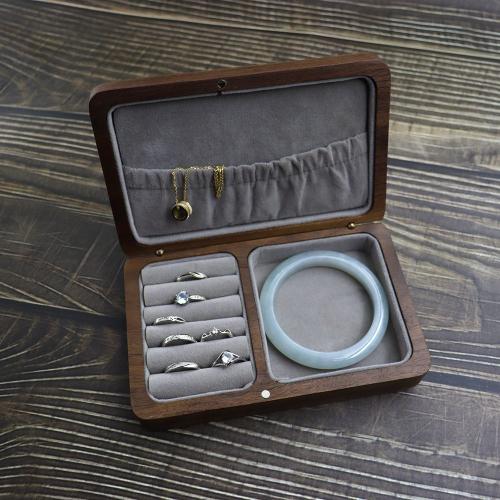 Boutique black walnut cloth pocket jewelry storage boxes ring small bracelet earrings earrings necklace storage boxes wooden gift box