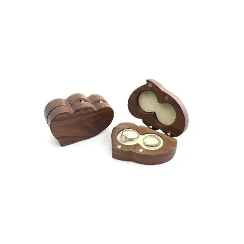Double love black walnut solid wood jewelry storage boxes personality creative Chinese style wooden ring boxes heart-shaped ring box Double love black walnut solid wood jewelry storage boxes personality creative Chinese style wooden ring boxes heart-shaped ring box