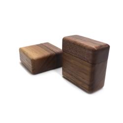 Double brass hinge magnetic suction lighter ring boxes black walnut pair ring jewelry storage boxes small earrings earrings packaging