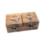 Double open walnut boxes wooden pair ring gift boxes jewelry diamond ring boxes ring boxes horn lock MRMRS