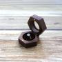 Black Walnut Wooden Engagement Ring Bearer Box, Solid Wood Square Double Rings Boxes for Wedding Ceremony Rings Storage