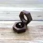 Black Walnut Wooden Engagement Ring Bearer Box, Solid Wood Square Double Rings Boxes for Wedding Ceremony Rings Storage Black Walnut Wooden Engagement Ring Bearer Box, Solid Wood Square Double Rings Boxes for Wedding Ceremony Rings Storage