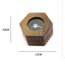 Black Walnut Wooden Engagement Ring Bearer Box, Solid Wood Square Double Rings Boxes for Wedding Ceremony Rings Storage