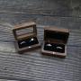 Rectangular black walnut solid wood ring boxes wedding ring jewelry storage boxes jewelry packaging boxes window gift box