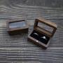 Rectangular black walnut solid wood ring boxes wedding ring jewelry storage boxes jewelry packaging boxes window gift box