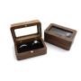 Rectangular black walnut solid wood ring boxes wedding ring jewelry storage boxes jewelry packaging boxes window gift box