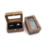 Rectangular black walnut solid wood ring boxes wedding ring jewelry storage boxes jewelry packaging boxes window gift box