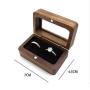 Rectangular black walnut solid wood ring boxes wedding ring jewelry storage boxes jewelry packaging boxes window gift box