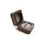 Black Walnut Wooden Engagement Ring Bearer Box, Solid Wood Square Double Rings Boxes for Wedding Ceremony Rings Storage